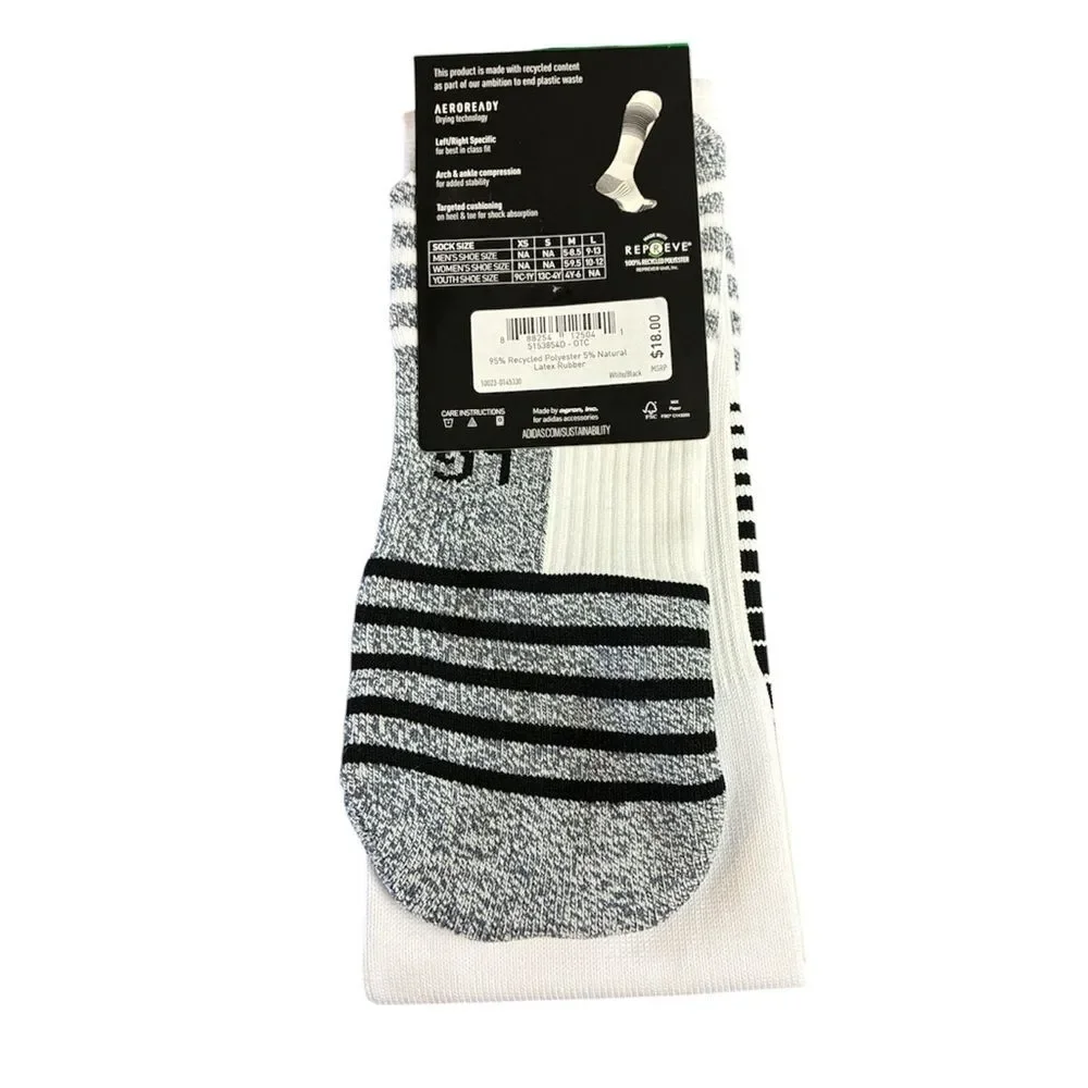 Adidas Men’s White & Black Soccer Team Speed Socks - Large New